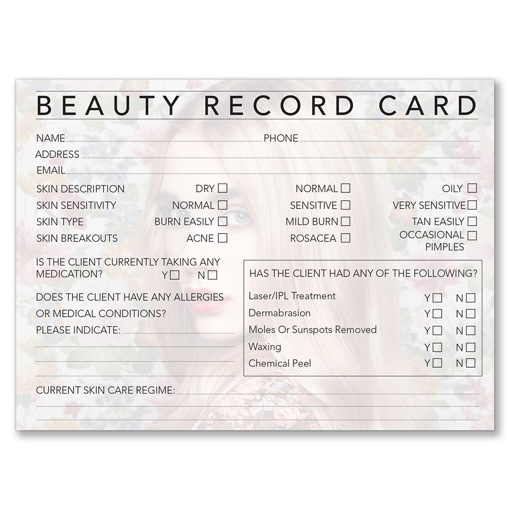 Dateline Professional Beauty Therapy Record Cards Home Hairdresser