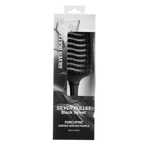Silver Bullet Black Velvet Curved Vent Porcupine Paddle Brush