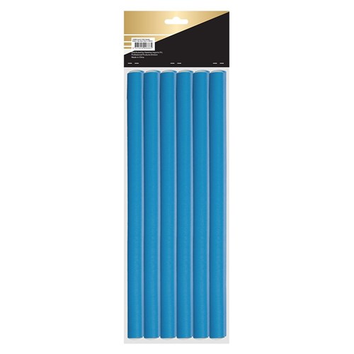 Hair FX Long Flexible Hair Rollers Blue 12pk