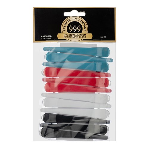 Premium Pin Company 999 Coloured Nylon Aluminium Sectioning Hair Clips, 12pk