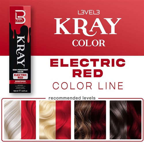 LVL3 KRAY COLOR ELEC RED 100ML 200100 SEMI PERMANENT COLOUR LEVEL3 L3VEL3