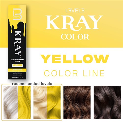 LVL3 YELLOW SEMI COLOR 200106 100ML SEMI PERMANENT KRAY LEVEL3 L3VEL3