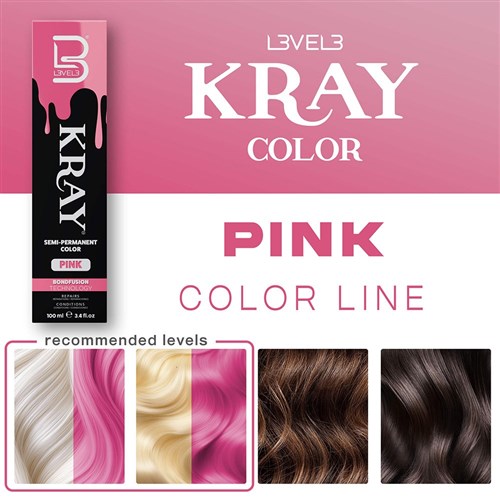 LVL3 KRAY COLOR PINK 100ML 200107 SEMI PERMANENT COLOUR LEVEL3 L3VEL3