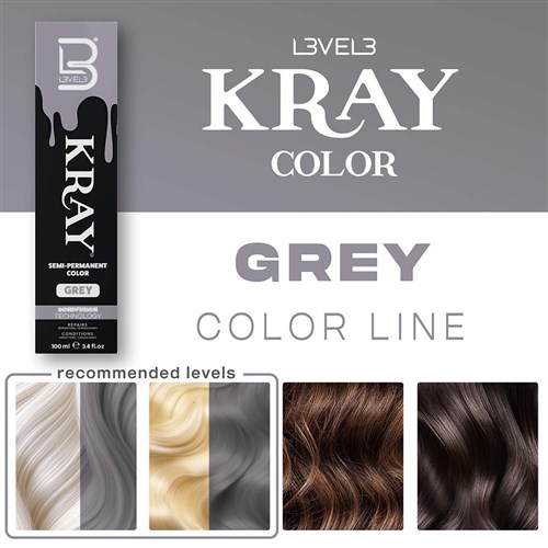 LVL3 KRAY COLOR GREY 100ML 200108 SEMI PERMANENT LEVEL3 L3VEL3