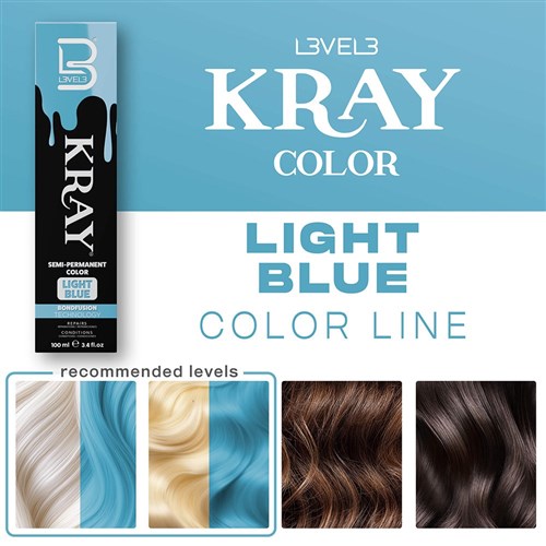 LVL3 KRAY COLOR LT BLUE 100ML 200110 SEMI PERMANENT COLOUR LIGHT BLUE LEVEL3 L3VEL3