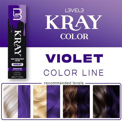 LVL3 KRAY COLOR VIOLET 100ML 200111 SEMI PERMANENT COLOUR LEVEL3 L3VEL3