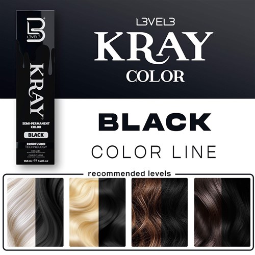 LVL3 KRAY COLOR BLACK 100ML 200113 100ML SEMI PERMANENT COLOUR LEVEL3 L3VEL3