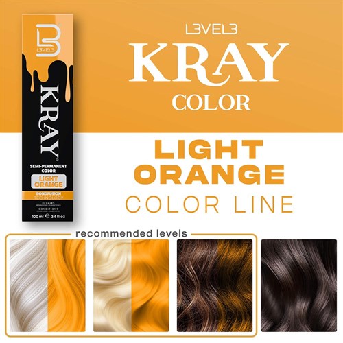 LVL3 KRAY COLOR LT ORANGE 100 200114 100ML SEMI PERMANENT LIGHT ORANGE LEVEL3 L3VEL3