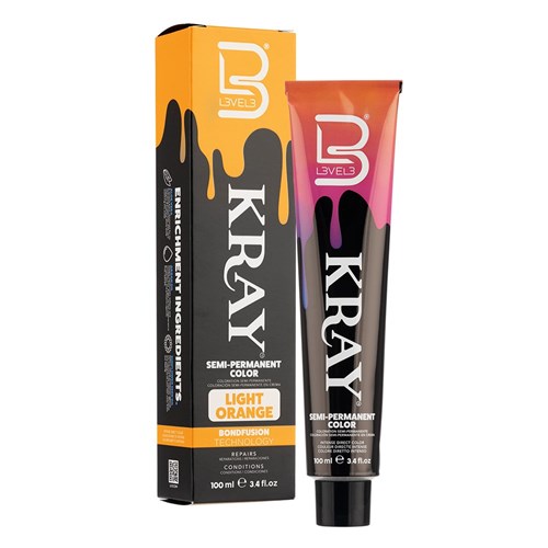 LVL3 KRAY COLOR LT ORANGE 100 200114 100ML SEMI PERMANENT LIGHT ORANGE LEVEL3 L3VEL3