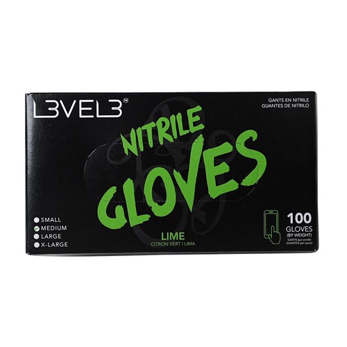 LVL3 NITRILE GLOVES LIME MED 11401 100PC LEVEL3 L3VEL3