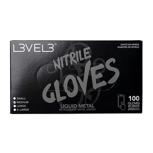 LVL3 NITRILE GLOVES LIQUID MED 11601 LIQUID METAL 100PC LEVEL3 L3VEL3