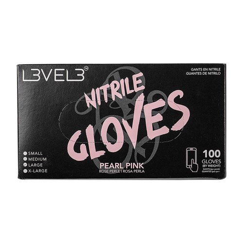 LVL3 NITRILE GLOVES P/PINK LGE 11002 PEARL PINK 100PC LEVEL3 L3VEL3