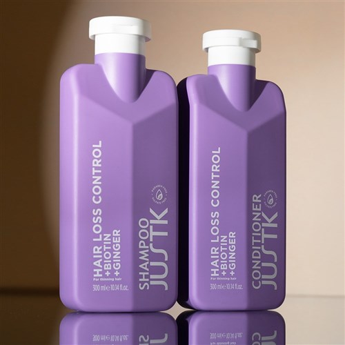 JUSTK HAIR LOSS CON SHAM 300ml BIOTIN & GINGER SHAMPOO HAIR LOSS CONTROL FOR THINNING